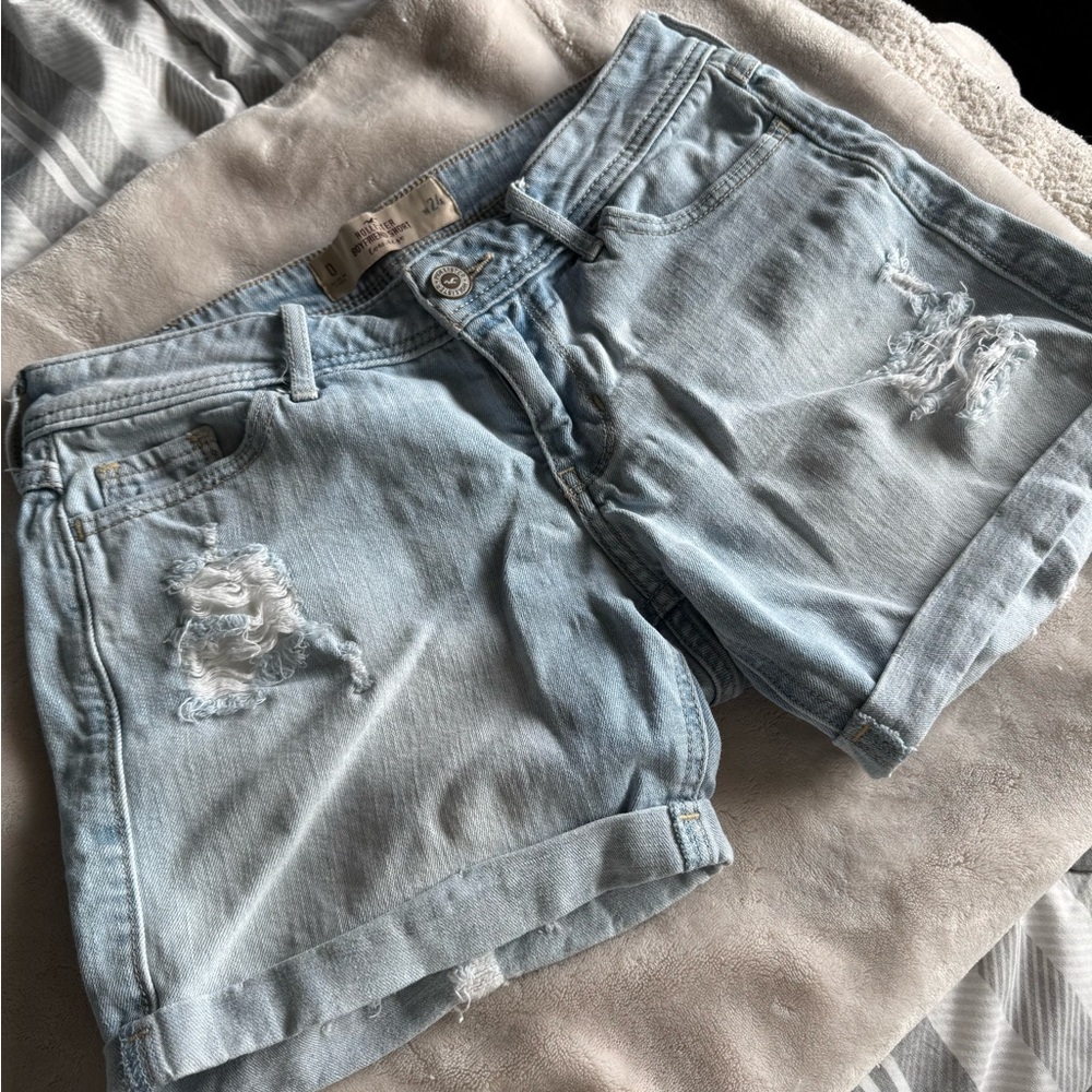Hollister Light Blue Ripped Jean Shorts